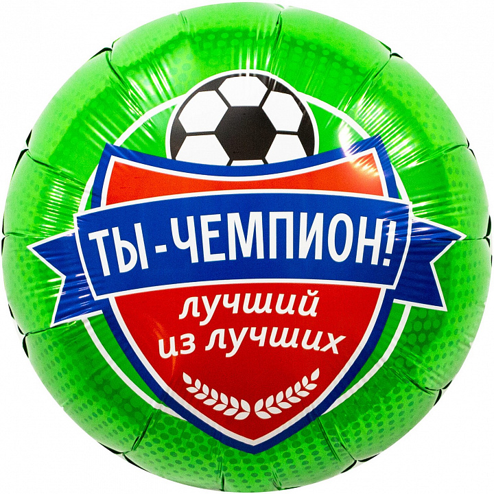 Шар (18''/46 см) Круг, Футбол, Ты Чемпион!, 1 шт.