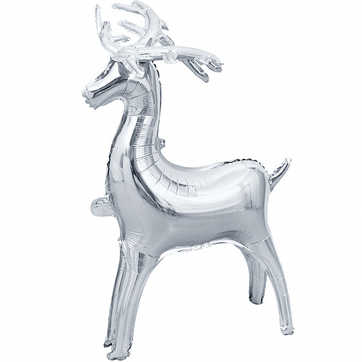 Шар (48''/122 см) Фигура 3D, Олень, Серебро, 1 шт. в уп.
