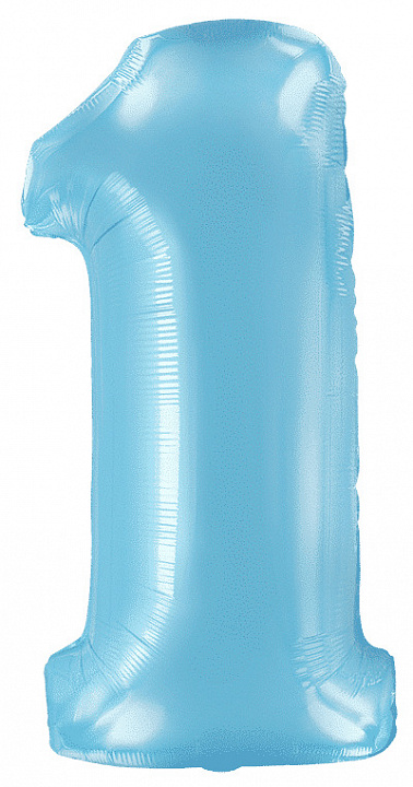 Шар (40''/102 см) Цифра, 1, Голубой, Макарунс, 1 шт. в уп.