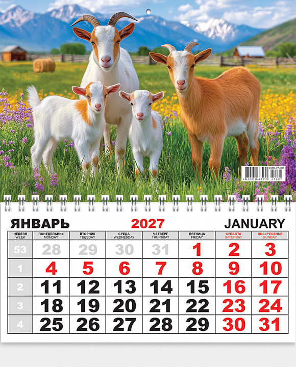 Одноблочный настенный календарь на 2027 год "Символ года"