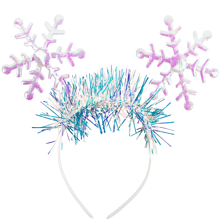 Ободок, Снежинки с дождиком, Белый, 1 шт. в упак.