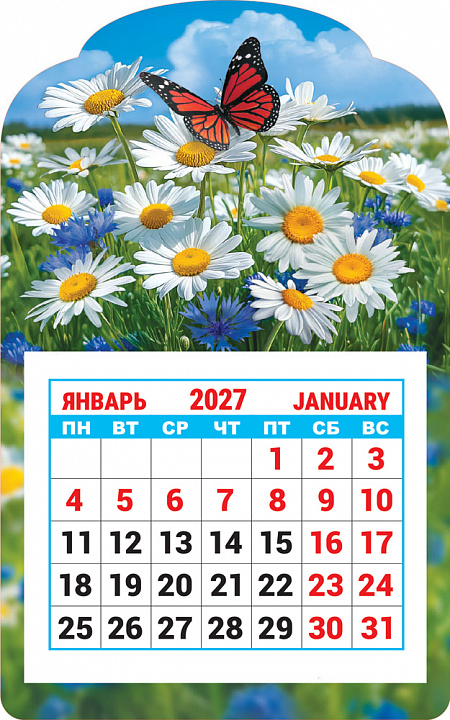 Календарь на магните 2027 "Полевые цветы. Ромашки" (в упаковке)