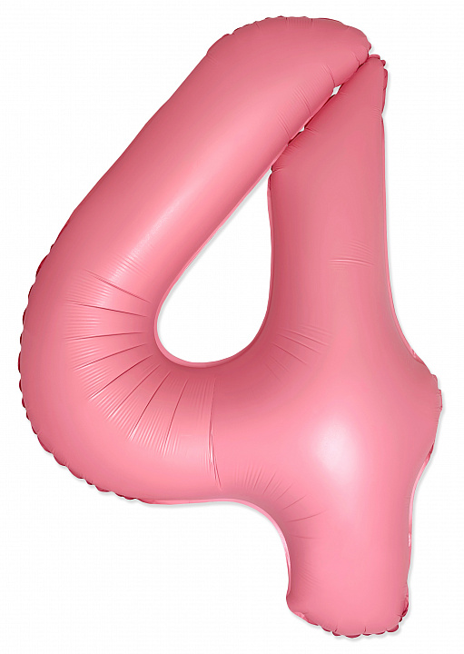 Шар (40''/102 см) Цифра, 4 Slim, Светло-розовый, Макарунс, 1 шт. в уп.