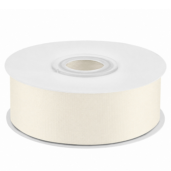 Лента атласная (2,5 см*22,85 м) Молочный, 1 шт.