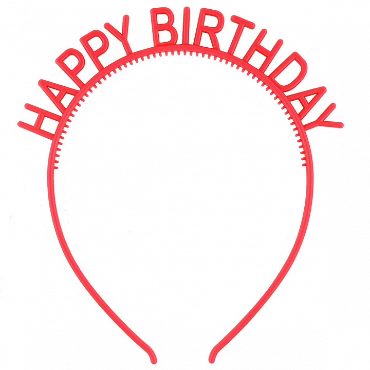 Ободок, Happy Birthday, Красный, 1 шт. в упак.
