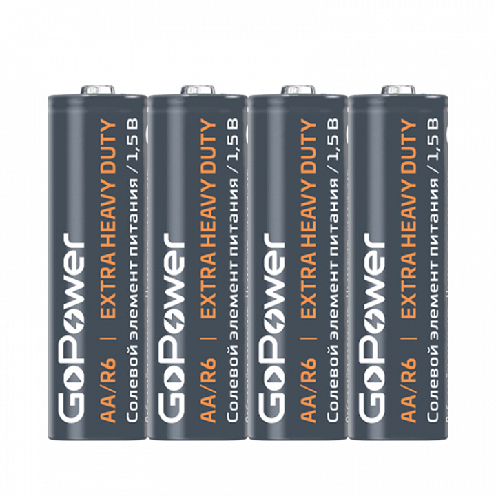 Батарейки солевые GOPOWER EXTRA HEAVY DUTY AA/R6, 4 шт.