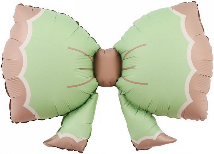 Шар (37''/94 см) Фигура, Бант, Мятный, Сатин, 1 шт.
