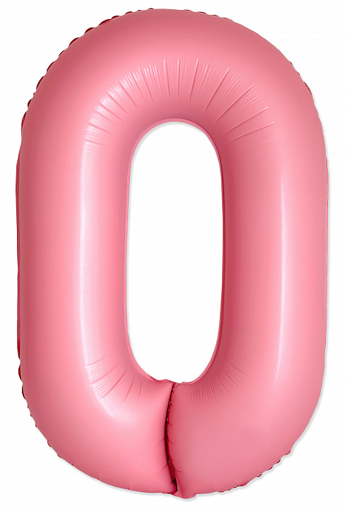 Шар (40''/102 см) Цифра, 0 Slim, Светло-розовый, Макарунс, 1 шт. в уп.