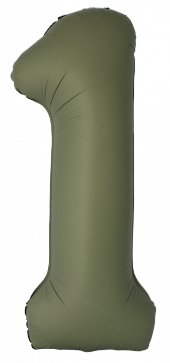 Шар (40''/102 см) Цифра, 1 Slim, Оливковый, Матовый, 1 шт.