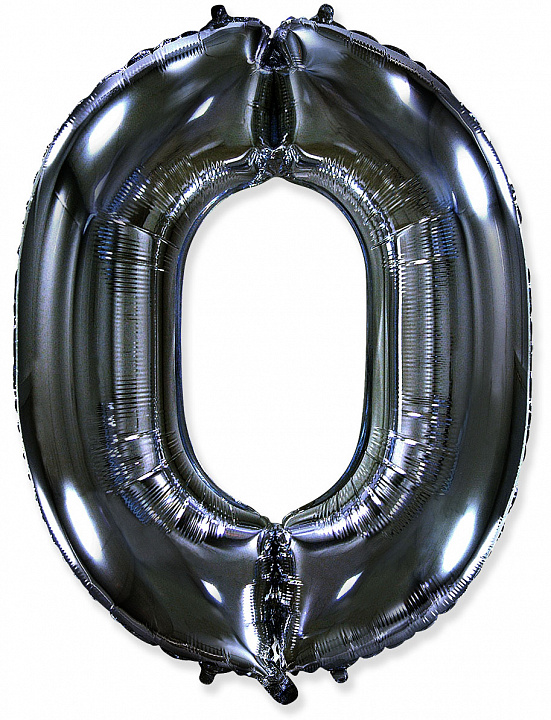 Шар (40''/102 см) Цифра, 0, Черный, 1 шт. в уп.