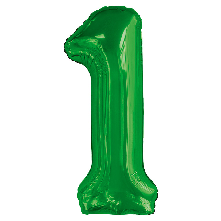 Шар (34''/86 см) Цифра, 1 Slim, Зеленый, 1 шт. в уп.