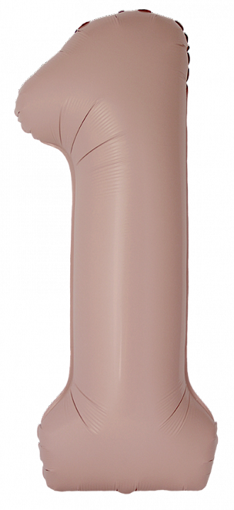 Шар (40''/102 см) Цифра, 1 Slim, Винтажная роза, Матовый, 1 шт.