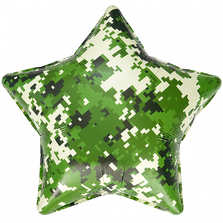 Шар (18''/46 см) Звезда, Пиксели, Камуфляж, 1 шт.