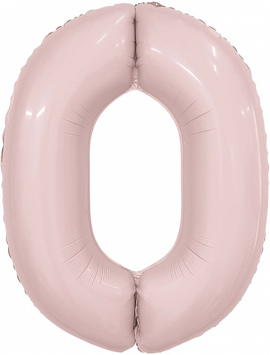 Шар (40''/102 см) Цифра, 0 Slim, Пыльная роза, 1 шт. в уп.